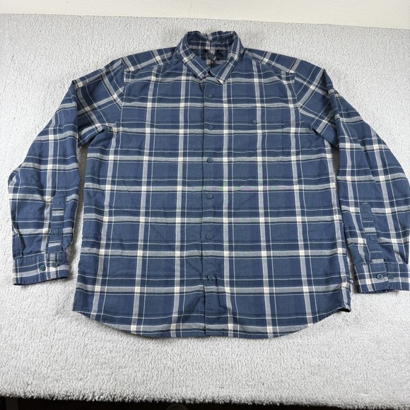 Mountain Hardware Flannel Shirt Mens Large Blue Long Sleeve Button Hiking Plaid - Picture 2 of 6